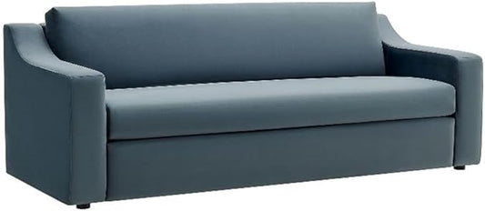 Modway Liora 87 Inch Stain-Resistant Performance Velvet Sofa in Cadet Blue - 3 Seater Upholstered Sofa Couch for Living Room Seating - Comfy Deep Seat Sofa with Scoop Arms