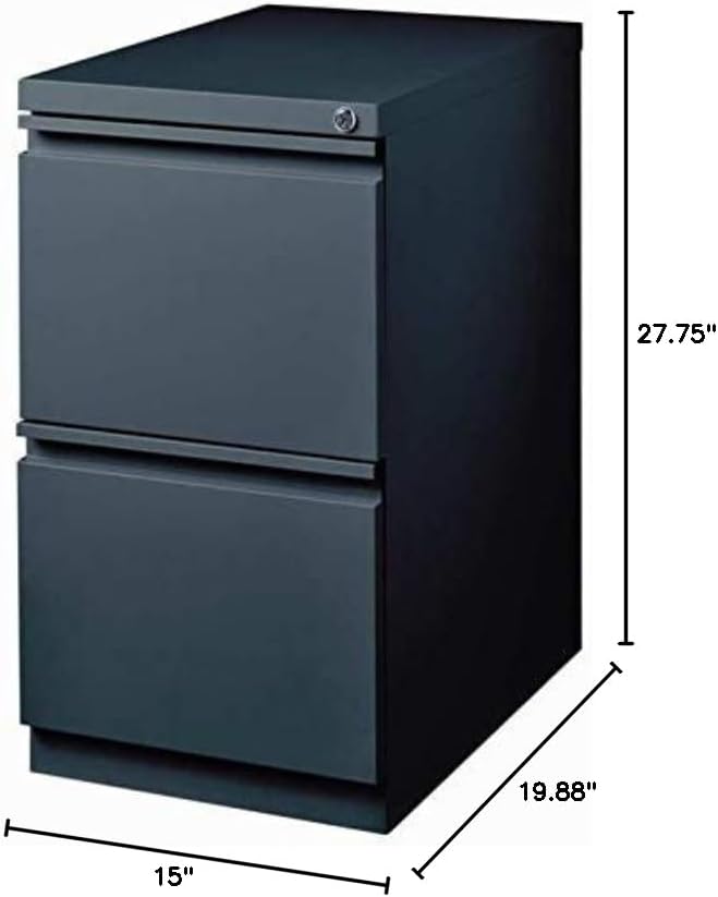 Pemberly Row 2 Drawers 27.75 Vertical Charcoal Metal Filing Cabinet Lockable Pre-Assembled Stationary Letter Size for Home Office
