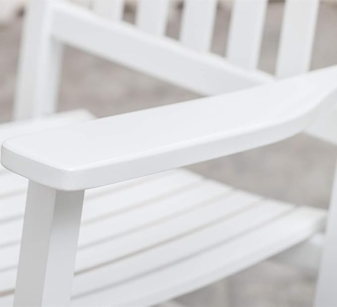 Patio Rocking Chairs Furniture White Wooden Outdoor Rockers Set of 2 Porch for Audlt Indoor Outside Balcony Garden Backyard Lawn Bistro and Lounge