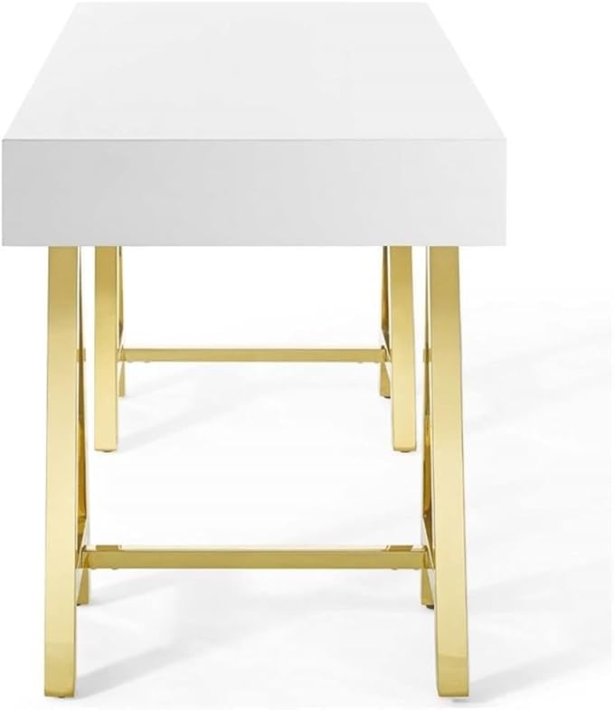 Modway Jettison Office Desk Gold White