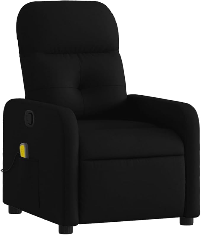vidaXL Massage Recliner Chair - Elderly-Friendly Black Fabric Armchair with Manual Recline/6-Point Vibration/USB-Powered Massage