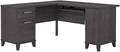 Pemberly Row 60W L Shaped Desk with Storage Storm Gray Finish Engineered Wood Pull-Out Keyboard Tray File Drawer Vertical Cabinet Wire Management Home Office Corner Desk