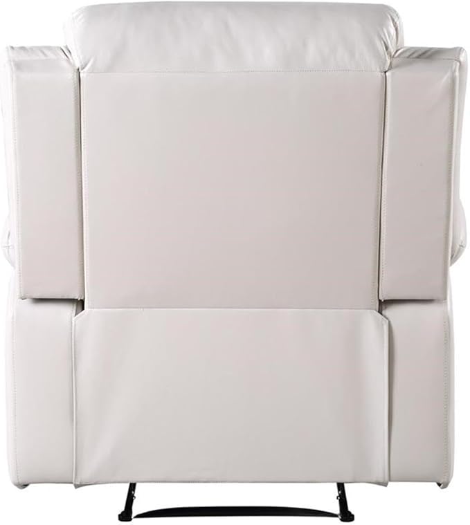 BOWERY HILL Power Recliner Faux Leather Upholstered Beige Finish 39 W x 38 D x 41 H Pillow Top Armrests Pocket Coil Spring Seating Adjustable Seat Comfortable Living Room Chair