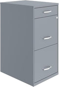 Scranton &amp Co 18 3-Drawer Metal Filing Cabinet Gray Finish High-Sided Letter File Storage Locking Top Drawers with Pencil Organizer Smooth Glide Suspension Compact Home or Office Use