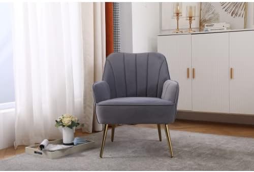 Modern Mid Century Chair Velvet Sherpa Armchair for Living Room Bedroom Office Easy Assemble