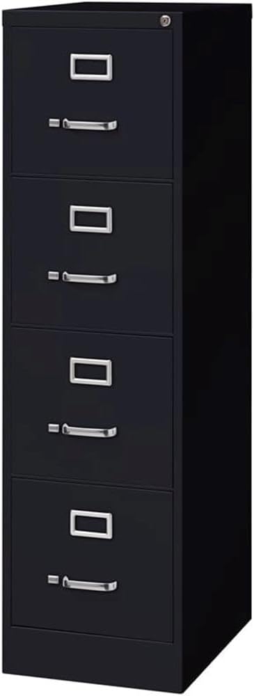 Scranton &amp Co 22 4-Drawer Metal Letter Width Vertical Filing Cabinet in Black Lockable Sturdy Steel Construction Office or Home Use Durable Letter Size File Storage