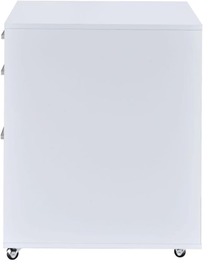 Hassyee High Gloss Rectangular File Cabinet with 3 Drawers Home Office Spacious Filing Cabinets for Entryways or Any Workspace Easy Installation (White)