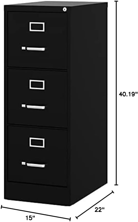 UrbanPro 3 Drawers 40.19 Vertical Black Metal Filing Cabinet Lockable Pre-Assembled Stationary Letter Size for Home Office
