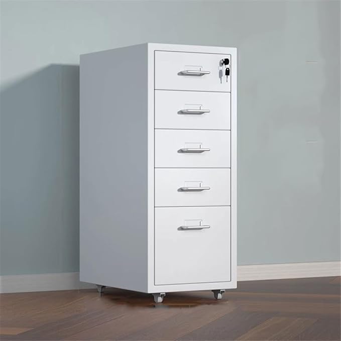 Filing Cabinet Thickened Cold-Rolled Steel Chest of Drawers Storage Cabinet Multifunctional Data Organizer Cabinet 5 Layer Large Capacity Office File Cabinet File StorageWhiteOne Size