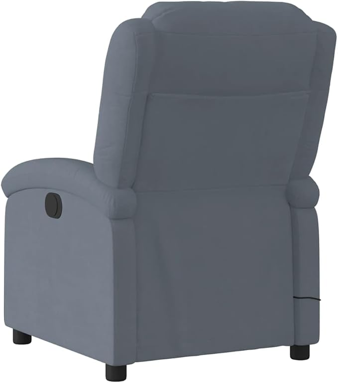 vidaXL Dark Gray Velvet Manual Massage Recliner-Comfortable Seating with Side Pocket Sturdy Frame and 6-Point Vibration Massage for Living Room/Lounge