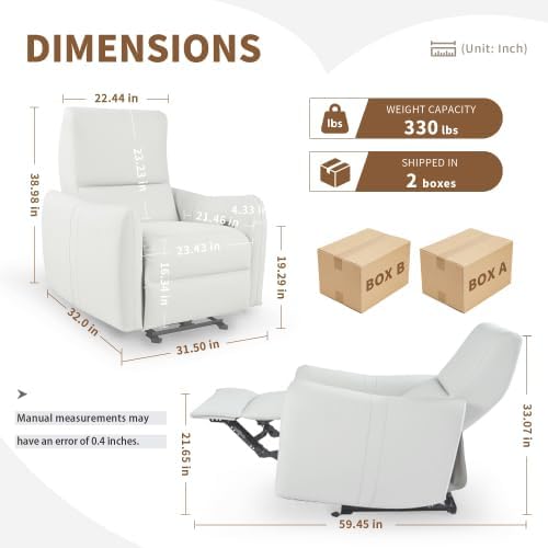32L Wall Hugger PU Leather Power Recliner Chair with 2 USB &amp Type-C Ports Adjustable Zero Wall Reclining Sofa with Side Pocket &amp Pillow Top Arms Electric Armchair with Cushion Back for Livi