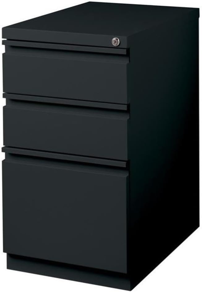 Pemberly Row 3 Drawers 27.75 Vertical Black Metal Filing Cabinet Lockable Pre-Assembled Stationary Letter Size for Home Office