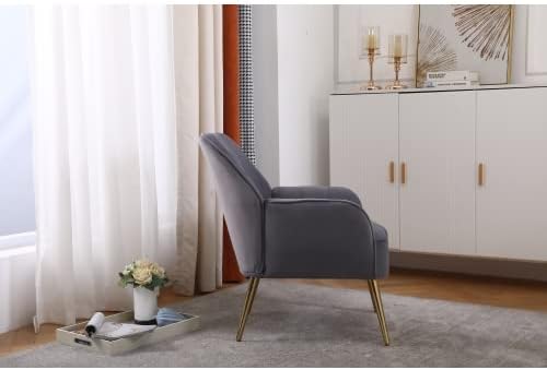 Modern Mid Century Chair Velvet Sherpa Armchair for Living Room Bedroom Office Easy Assemble