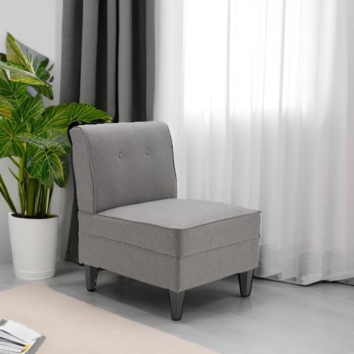 Serta Copenhagen Modern Accent Chair Button Tufted Backrest Sinuous Spring Seat Cushion Rubberwood Legs Upholstery for Living Room Bedroom and Small Spaces Polyester Woven Fabric Gray