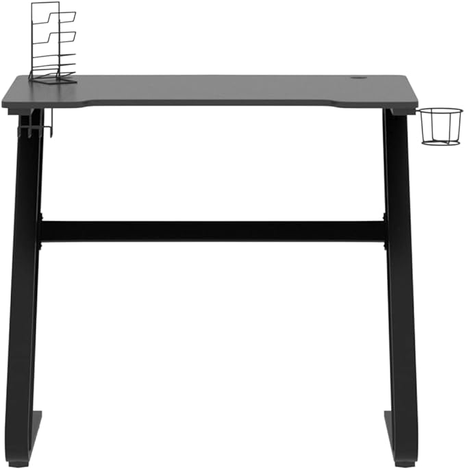 Gaming Desk Computer Desk Gaming Table with ZZ Shape Legs Z Shaped Pc Gaming Workstation Home Office Desk for Home Office Black 35.4x23.6x29.5
