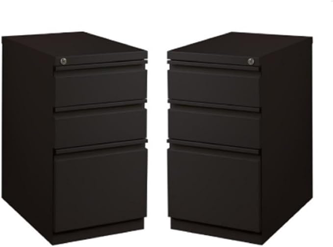 Home Square 2 Piece Pedestal Mobile Filing Cabinet Set in Black