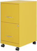 Pemberly Row 18 2-Drawer Mobile Metal Filing Cabinet Yellow Goldfinch Finish Lockable Letter-Size File Storage Smooth Glide Suspension Home or Office Use Compact Design with Casters