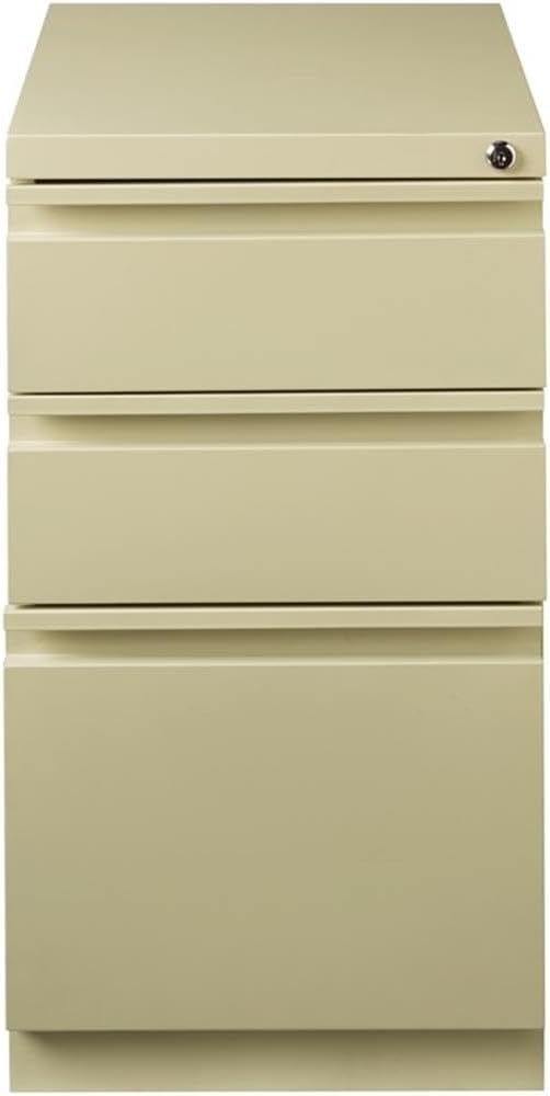 Pemberly Row 27.75 H X 15.00 W Modern 3 Drawer Metal Mobile Filing Cabinet in Putty with Lock Included