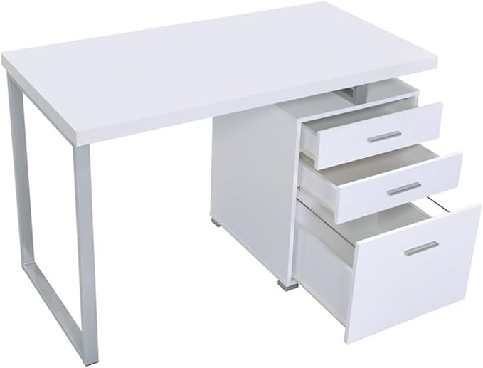 Medieval Moods White Office Desk 23.5 x 47.25 x 30 Reversible Setup Suitable for Home Office and Study Spaces