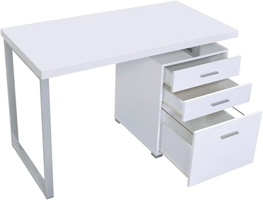 Medieval Moods White Office Desk 23.5 x 47.25 x 30 Reversible Setup Suitable for Home Office and Study Spaces