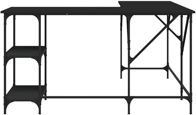Desk Black 139x139x75 cm Engineered Wood|Computer DeskOffice Work DeskLapT O P Table for student and workerStudy TableWriting Desk for BedroomHomeOffice