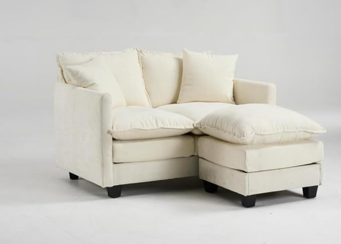 Loveseat Sofa Cloud Sofa Couch 50'' Modern Loveseats 2 Seat Couch with 2 Pillows for Small Spaces/Apartment/Studio/Office/Bedroom/Living Room 8834-YELLOW-O