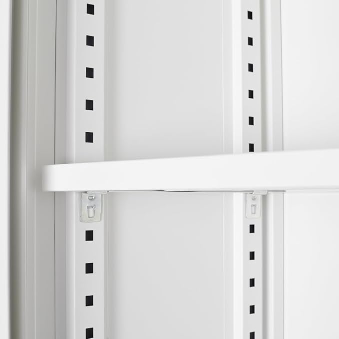 Metal Storage Cabinet with Lock 2-Door Folding File Cabinet with Adjustable Shelf 42 Heavy-Duty Storage Locker for Home Office School Garage (White)
