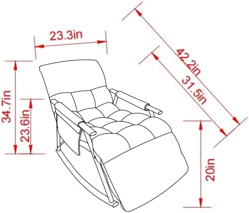 Rocking Chair Rocking Chair with Adjustable High Back and Side Pocket Rocking Accent Armchair for Living Room Bedroom Balcony Offices Orange