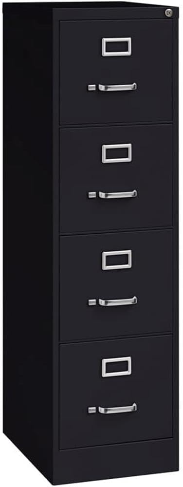 Scranton &amp Co 22 4-Drawer Metal Letter Width Vertical Filing Cabinet in Black Lockable Sturdy Steel Construction Office or Home Use Durable Letter Size File Storage