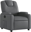 vidaXL Gray Faux Leather Recliner Chair with Manual Recline Cup Holders and Side Pocket for Living Room Bedroom Comfort