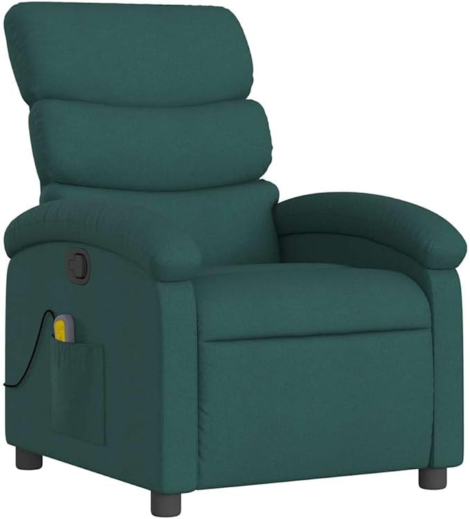 vidaXL Dark Green Massage Recliner Chair with Adjustable Backrest and Built in Functionality for Relaxation Living Room Or Home Theater Chairs Reclining Office Armchair TV Sofa