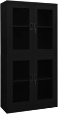 Metal Office Cabinet Garage Storage Cabinet with Tempered Glass Doors and Adjustable Shelves 70.9 Black Steel Lockable File CabinetLocking Tool Cabinets for OfficeHome (Style A) -AA
