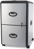 Mobile Filing Cabinet with Metal Siding 2 Letter-Size File Drawers Silver/Black 19 x 15 x 23