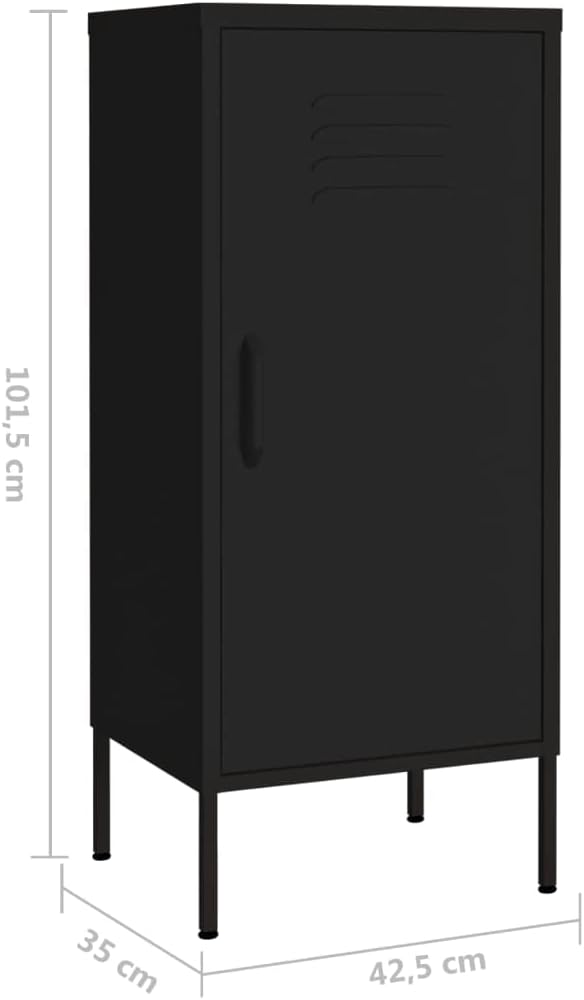 Metal Storage Cabinet with Single Doors and 2 Adjustable Shelves Steel Garage Storage Cabinet File Cabinet Counter Cabinet for Home Office Garage Gym School 16.7x13.8x40 Black -AA