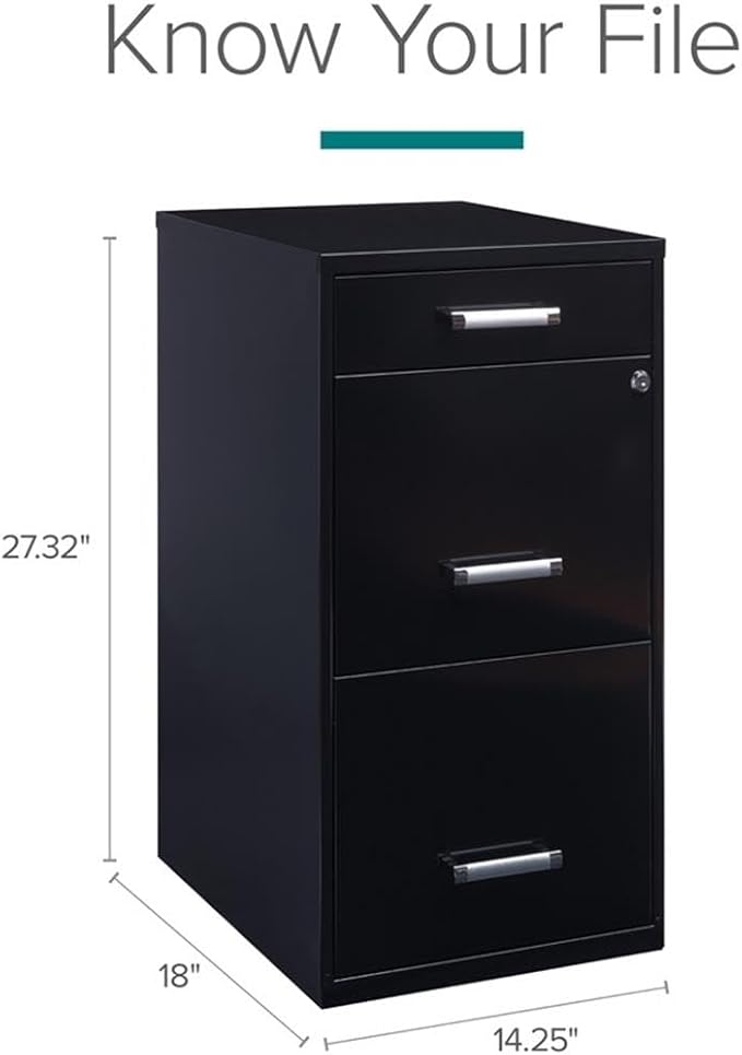 Scranton &amp Co Set of 2 18 D 3-Drawer Metal Filing Cabinet with Pencil Drawer