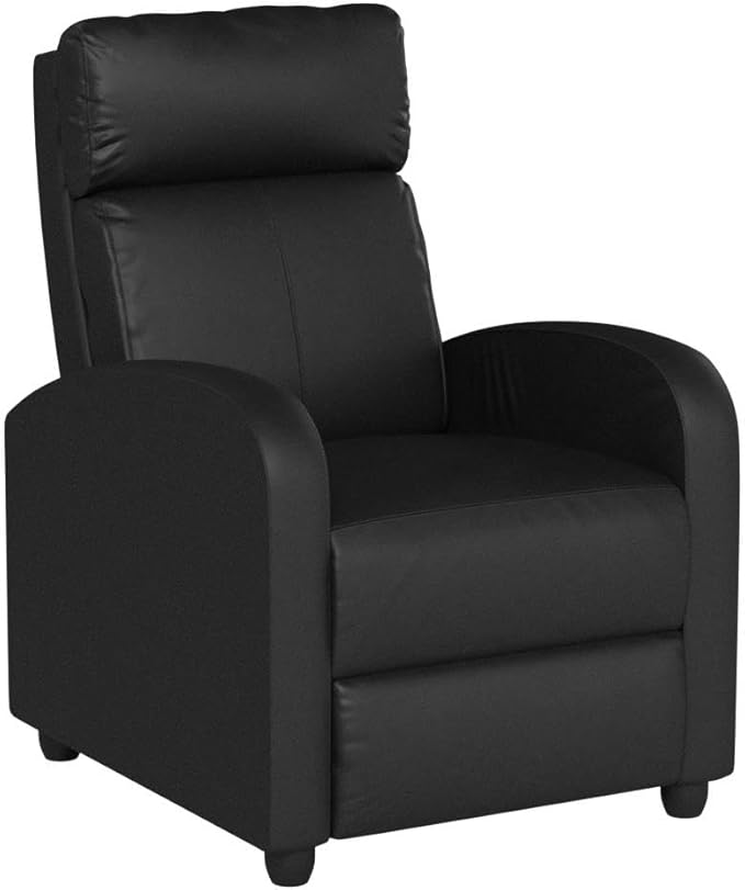 BestMassage | Recliner Chair | with 2 Point Massage Function | Black | with Lumbar Support Adjustable Push Back Wide Armrests Footrest &amp Padded Seat | Easy Assembly | for Living Room Home Thea