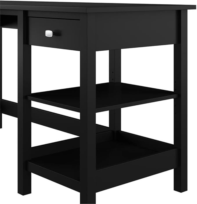Bush Home Broadview 60W L Shaped Computer Desk with Storage in Classic Black Contemporary Table for Home Office Workspace