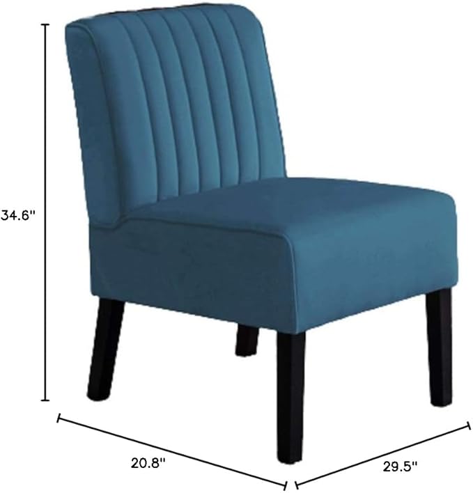 Reeso Mid Century Modern Accent Chairs Set of 2 with Minimalist Design Elegant Velvet Upholstery and Solid Wood Legs Ideal for Living Room or Bedroom Blue De France