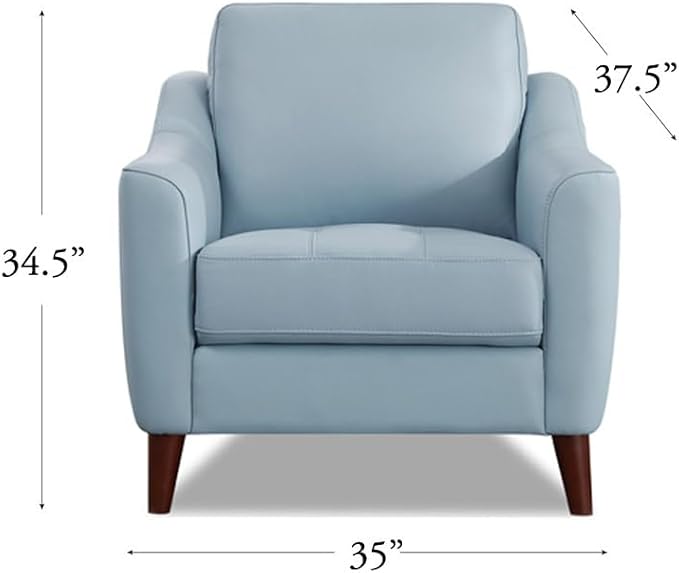 Hydeline Ersa Top Grain Leather Chair Spa Blue Memory Foam and Springs Seating