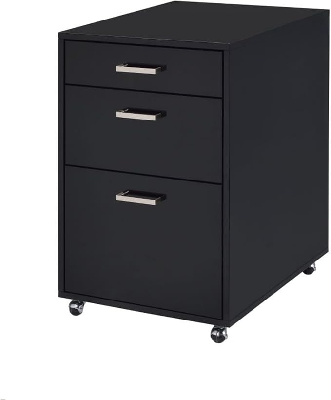 Hassyee High Gloss Rectangular File Cabinet with 3 Drawers Home Office Spacious Filing Cabinets for Entryways or Any Workspace Easy Installation (Black)