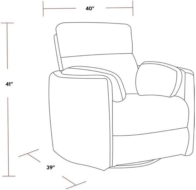 Pemberly Row Modern Chenille Fabric Swivel Recliner Upholstered Seating Chair with Swivel Reclining Operation for Interior Seating Placement Chenille Fabric in Oyster White Finish
