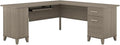 BOWERY HILL 72W L Shaped Desk Ash Gray Engineered Wood Pullout Keyboard Tray Storage Cabinet with Adjustable Shelf File Drawer Contemporary Home Office Desk Indoor Use Office Workstation