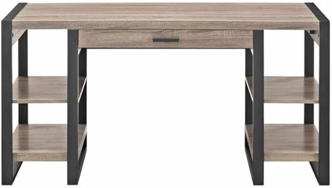 Scranton &amp Co 60 Work from Home Office Laptop Computer Desk with Storage in Driftwood and Black