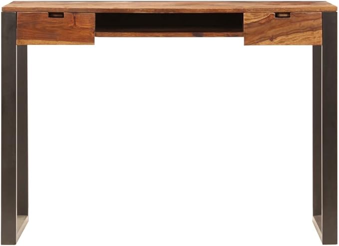 Writing Desk-43.3 Computer Desk for Home Office Industrial Work Study PC Desk with Drawers and Shelves Wood Console Table for Living Room Entryway Study Room Brown