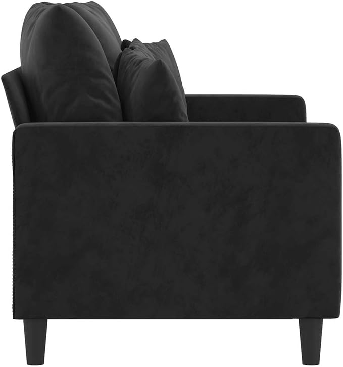 vidaXL Modern 2-Seater Black Velvet Sofa with Sturdy Metal Frame – Deep Comfort Seat - Ideal for Living Room Lounge or Home Office