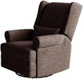 Nursery Glider Recliner Comfy Upholstered Glider Chair with Lumbar Pillow and Footrest Swivel Rocking Chair for Bedroom Living Room Brown