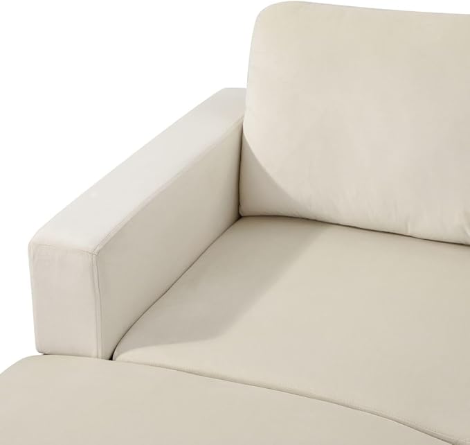 L Shape 2-Piece Home Modular Sectional Sofa Comfy Cozy Corner Sofas Small Fabric Couch with Pillow for Modern Living Room/Bedroom/Office/Apartment Beige Lint
