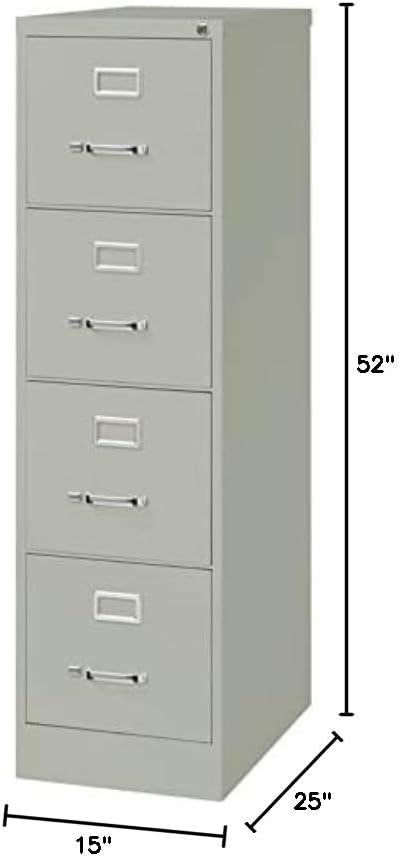 Pemberly Row 4 Drawers 52 Vertical Gray Metal Filing Cabinet Lockable Pre-Assembled Stationary Letter Size for Home Office
