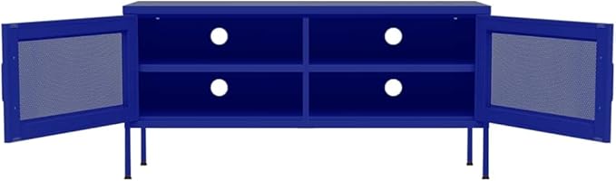 vidaXL Navy Blue Steel TV Cabinet Medium Rectangular Industrial Levelers