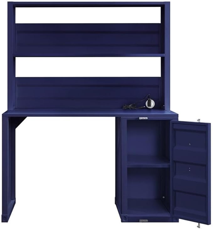 Acme Cargo Metal Frame Desk and Hutch with Storage Base in Blue